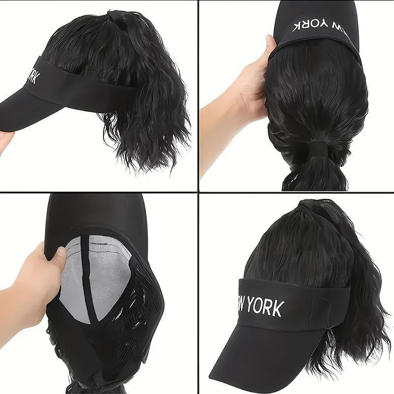 Hip-Hop Punk Baseball Cap with Braided Dreadlock Wig - Adjustable Snapback, High-Temperature Fiber, Black/Brown, 35.05cm & 44.96cm Lengths, Perfect for Motorcycle Style and Urban Fashion
