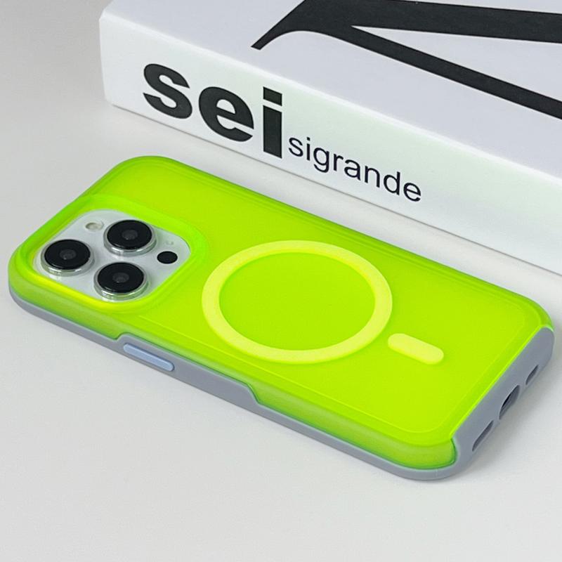 Magnetic Neon Color Matte Translucent Armor Shockproof Case For iPhone 17 16 13 12 14 15 Pro Max For Magsafe Wireless Charge Cover