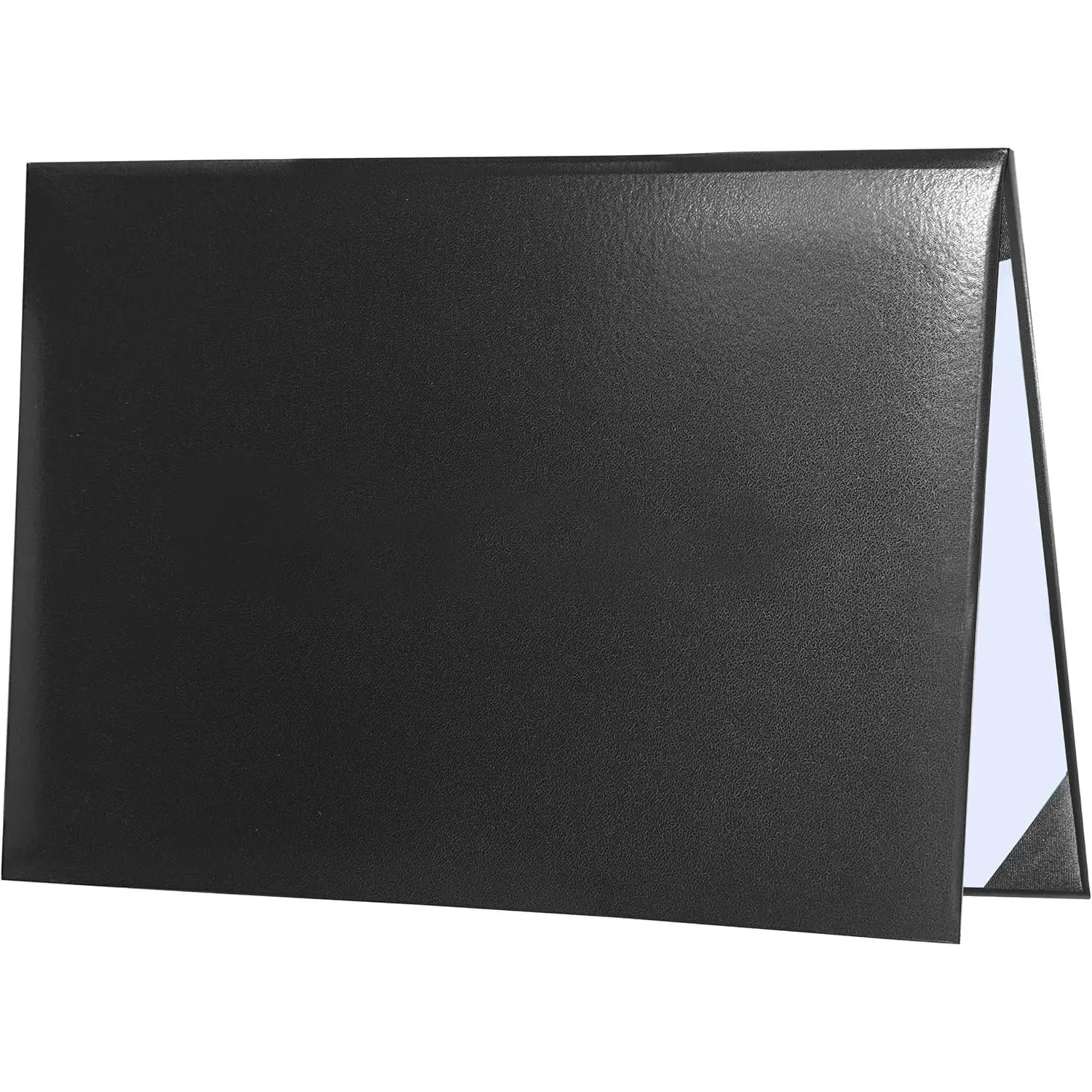 Artificial Leather Diploma Cover - 8.5"x11" Letter Size Rigid Padded Graduation Document Holder, Black Office Stationery Desk Organizer Accessory, Text-Friendly