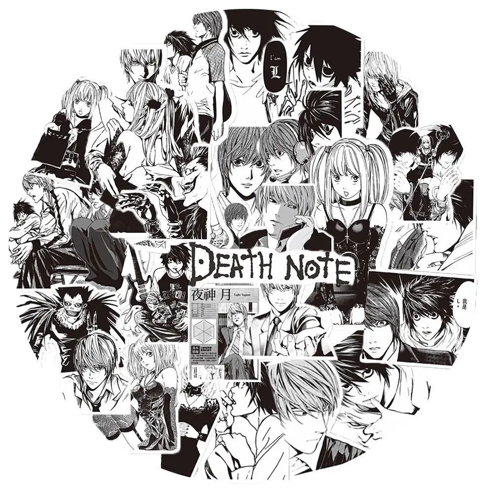 10/30/65pcs Anime Death Note Cool Cartoon Stickers Black White Decals DIY Notebook Luggage Helmet Laptop Cool Waterproof Sticker