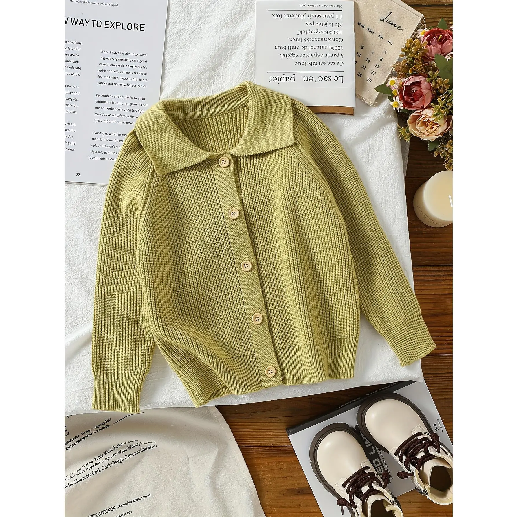 Boys And Girls Autumn Winter Easy Cardigan Sweater with Small Stand-Up Collar Design, Solid Color Knit Outerwear, Comfortable And Soft Fabric with Elasticity, Button Closure, Suitable for 3-7 Year Old Boys And Girls' Daily Wear, Casual Clothes