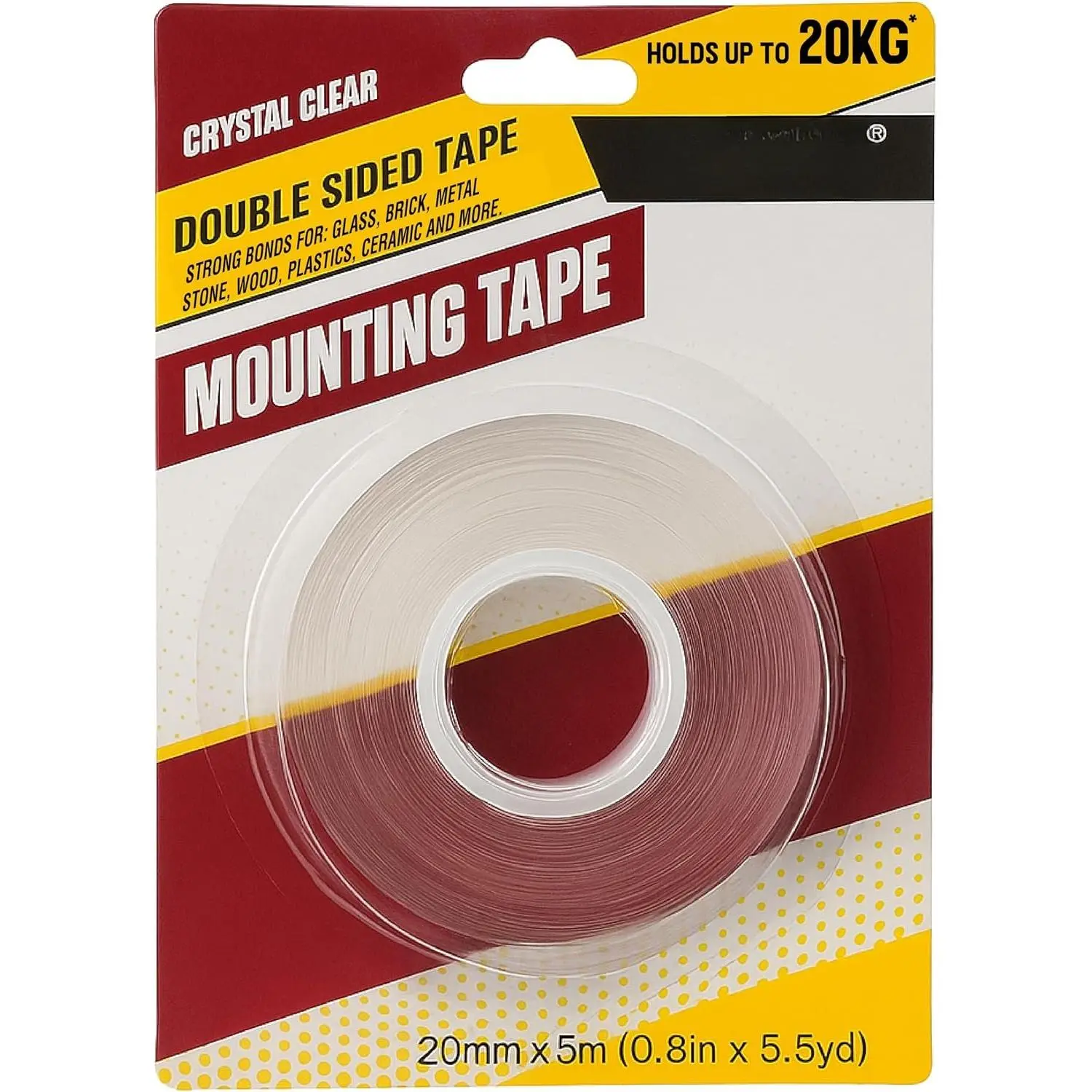 ™ Double Sided Tape Heavy Duty, 0.8 Inch x 16.4 FT Clear Mounting Tape,  Adhesive, Removable & -Free, Multi-Purpose Sticky Tape for Walls, Glass, Metal, ,  Décor...