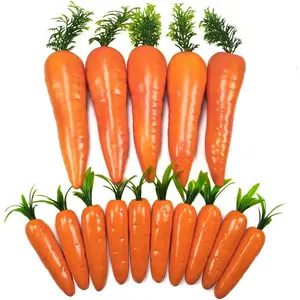 15 Pcs Plastic Fake Carrots Easter Decor Lifelike Fake Vegetables Mini Carrots for Easter Ornaments Home Kitchen Decoration Photography Props Snowman Carrot Nose