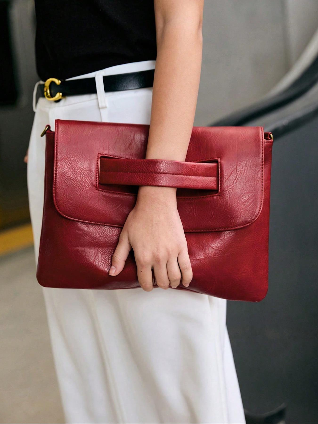 Women's Solid Color Shoulder Bag, Fashionable Large Capacity Crossbody Bag for Work & Daily Used, Casual Trendy Versatile High-quality Daily Commuting Bag, Handbag Shoulder Purse