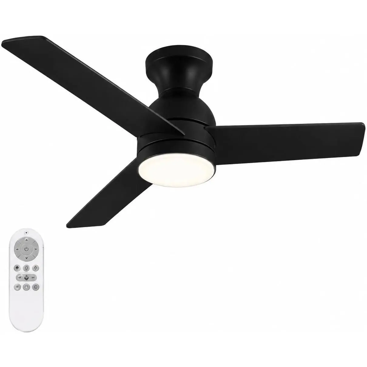 Ceiling Fan with Light, 42" Low Profile 3-Blade Fan, Remote, Black | 42" Low Profile Space-Saving Design Dimmable LED Light & Remote Control Quiet Motor & Adjustable Fan Speeds
