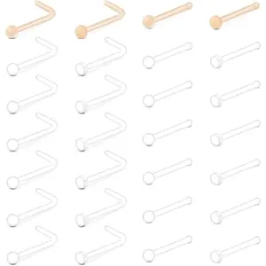 18g 20g Nude Clear Nose Studs for Work Clear  Retainers for  Plastic Septum Retainer 16g Labret Lip Studs Plastic Cartilage Earring Studs for   Invisible Septum Rings