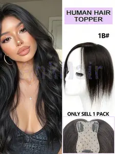 Human Hair Topper Hairpiece, Natural Straight Hair, Thinning Bangs & Center Part, Hair Loss Solution, Volume Enhancer, Scalp Coverage