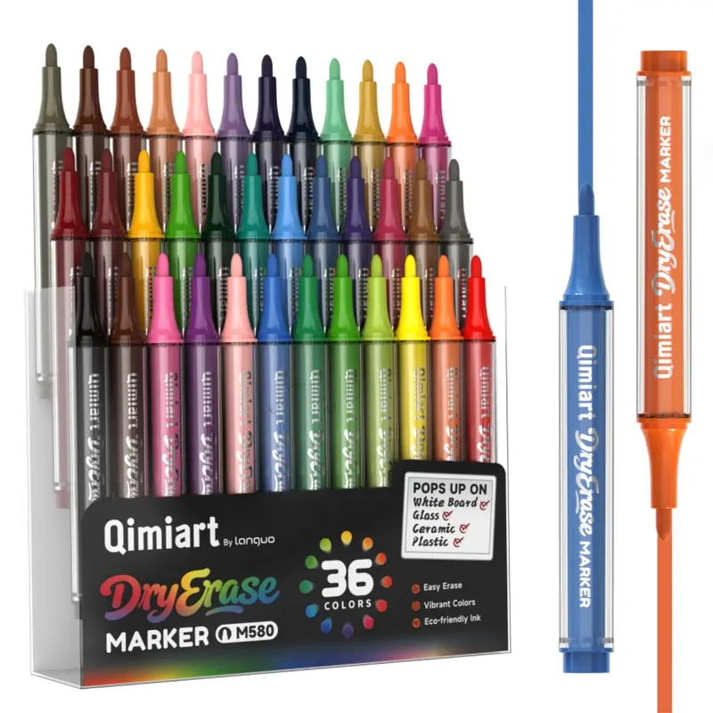 Languo Magnetic Whiteboard Markers, 12/36 Color Fine Point Dry Erase Pens for Whiteboards, Mirrors, Glass Boards, Office, Classroom and Home