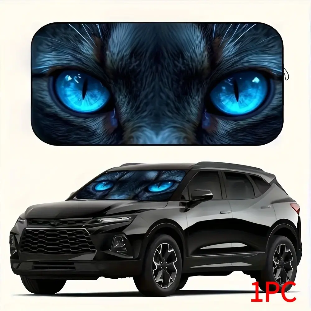 1Pc Blue Cat Eye Car Sunshade, UV Protection, Heat Insulation, Privacy Shield, Foldable, Cool Your Car, Fun Gift for Friends, Car Shade Front Windshield