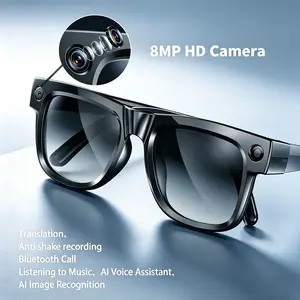 Ag19 Ai Smart Glasses, 800w Camera, Bluetooth-compatible Call, Video Translation, Ipx4 Waterproof, Magnetic Charging, Multi-Language Ai Assistant