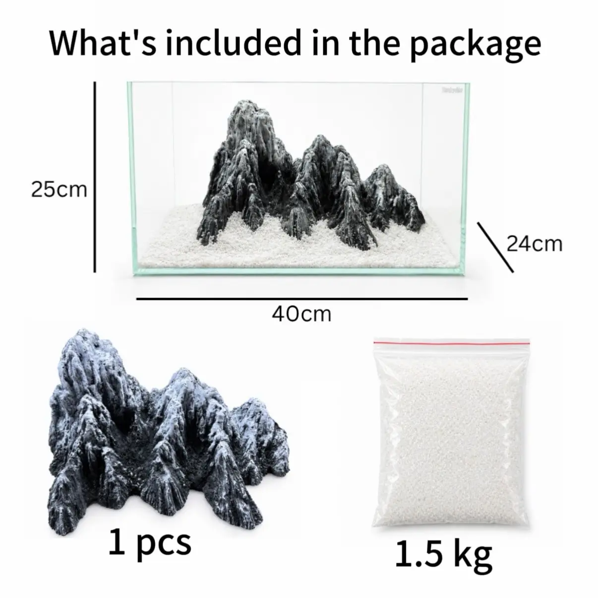 Ultra-Clear Aquarium Tank, Snow Mountain Decorative Set, Small Size Fish Tank Kit, Complete Aquascaping Setup for Home Decoration