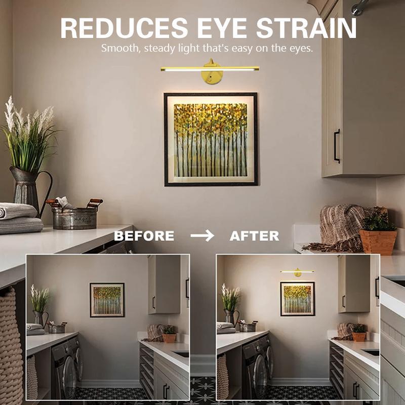 Remote-Controlled Picture Light, USB Rechargeable Wall Lamp, Adjustable Brightness and Timer Metal Art Light, Home Decor Light for Displaying Artwork on Walls and in Galleries