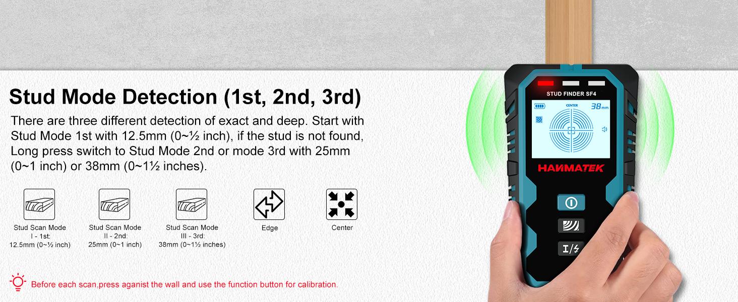 Stud Wall Scanner,5 in 1 Multifunction Stud Locator with Sensor Audio Alarm HD LCD Display, Stud Tool for The Center Edge of, Studs, Plaster,AC Wire,Pipe