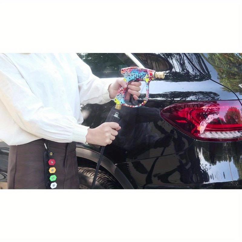 Cool Short Handheld Water Spray Tool, Personalized Graffiti Car Wash Spray Lance, 1/4 inch QuickConnector,with 5 Pressure Washer Nozzle Tips