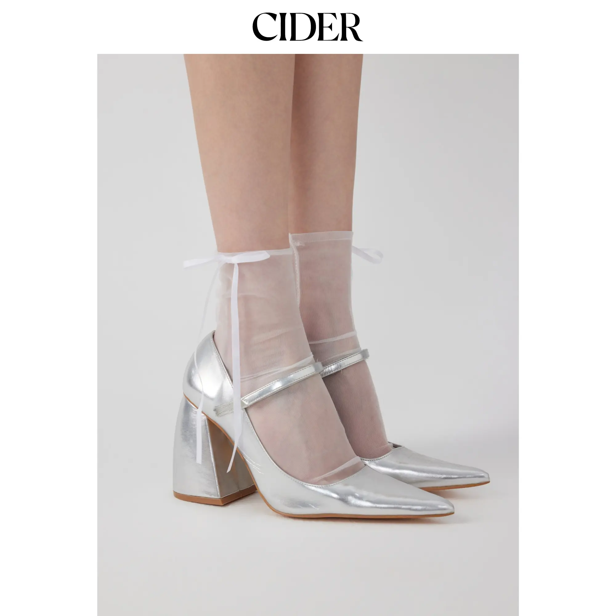 Cider BOWKNOT LACE CREW SOCKS