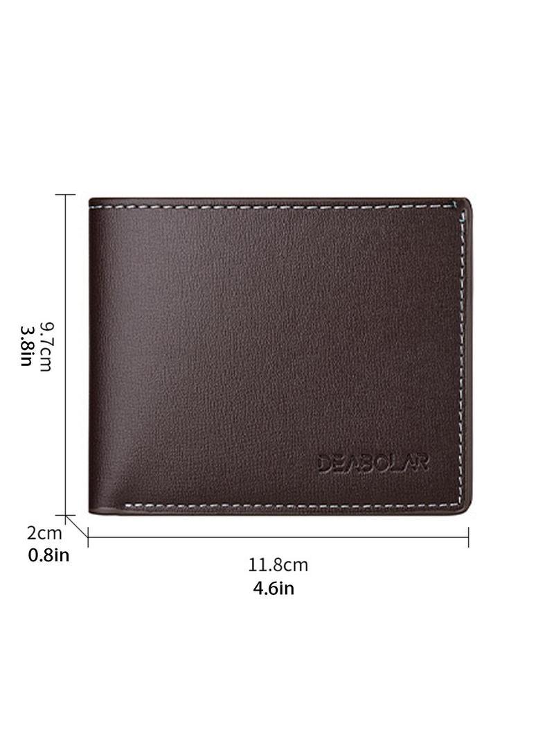 Men's Business Fashion Bifold Wallet, Simple Style Plain Color Wallet, Casual Trendy Wallet for Work & Daily Use