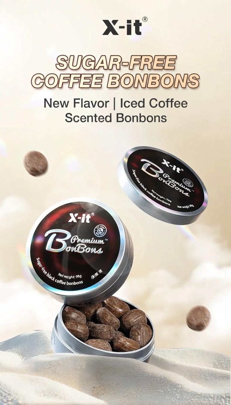 X-it Sugar-free Iced Coffee Candy 98g, Helps Wake You Up When Driving, Rich in VC, Mint Throat Drops, Snack Packaged 98g