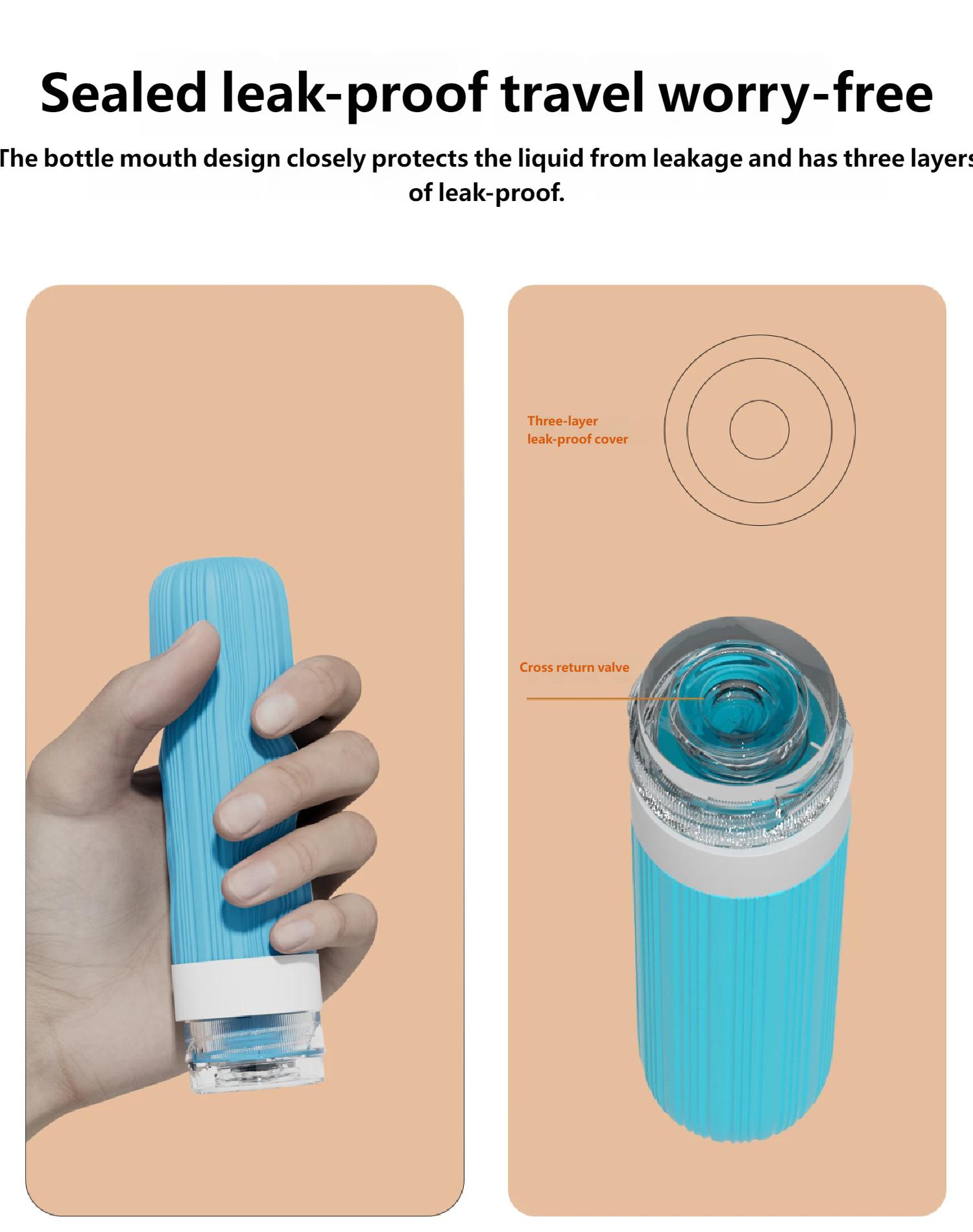 Travel Silicone Shampoo and Shower Gel Bottles Set, Leak-Proof Portable Toiletry Containers, Refillable Travel Bottles for Shampoo, Conditioner, Soap, Camping, Vacation, & Business Trip Essential