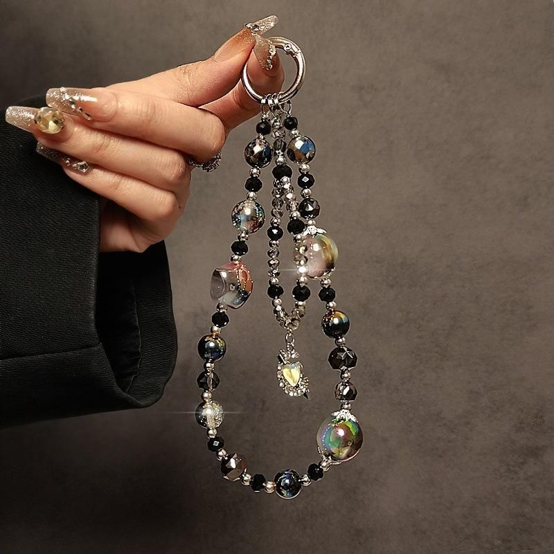 Luxury High-End Crystal Phone Chain Heart Pendant, Wristlet, Phone Case Bag Accessory Strap Keychain, Fashion