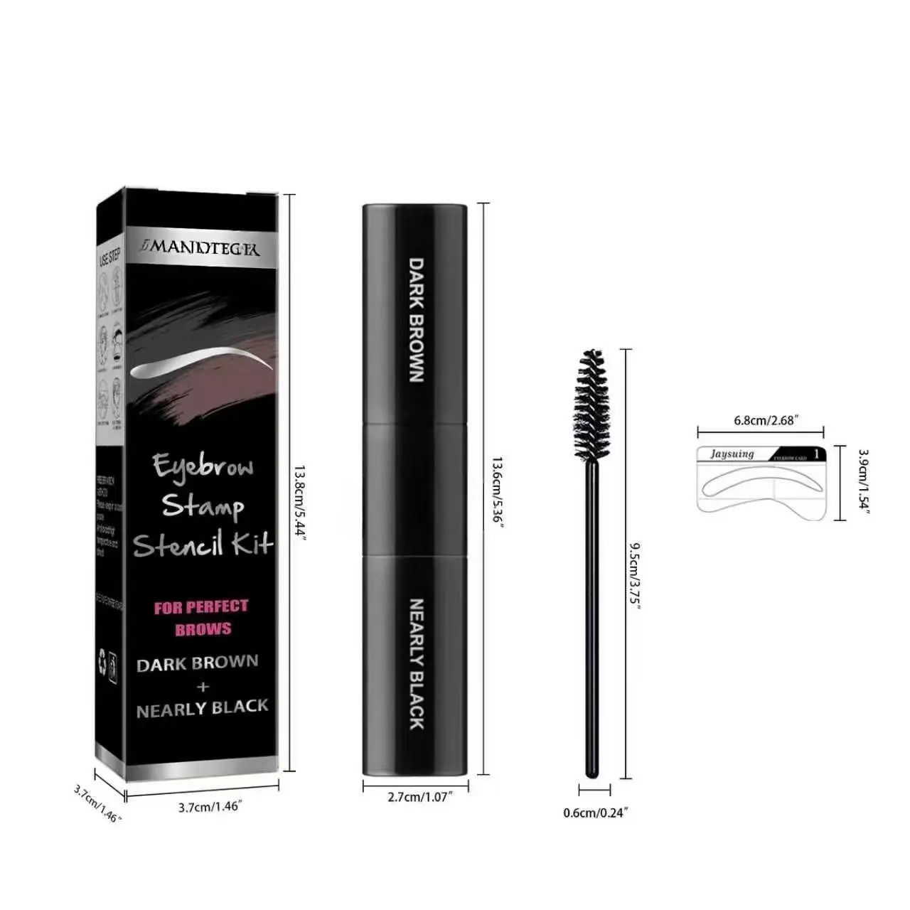 Eyebrow Stamp Stencil Kit with Waterproof Pomade for Natural Fluffy Brows & Hairline Contour, Lightweight Dual-Color Cream with 10 Stencils & Brushes,refy,hour,,summer,music,festival makeup,clear,,hair-like,angle,,Precision,Micro,Pencil