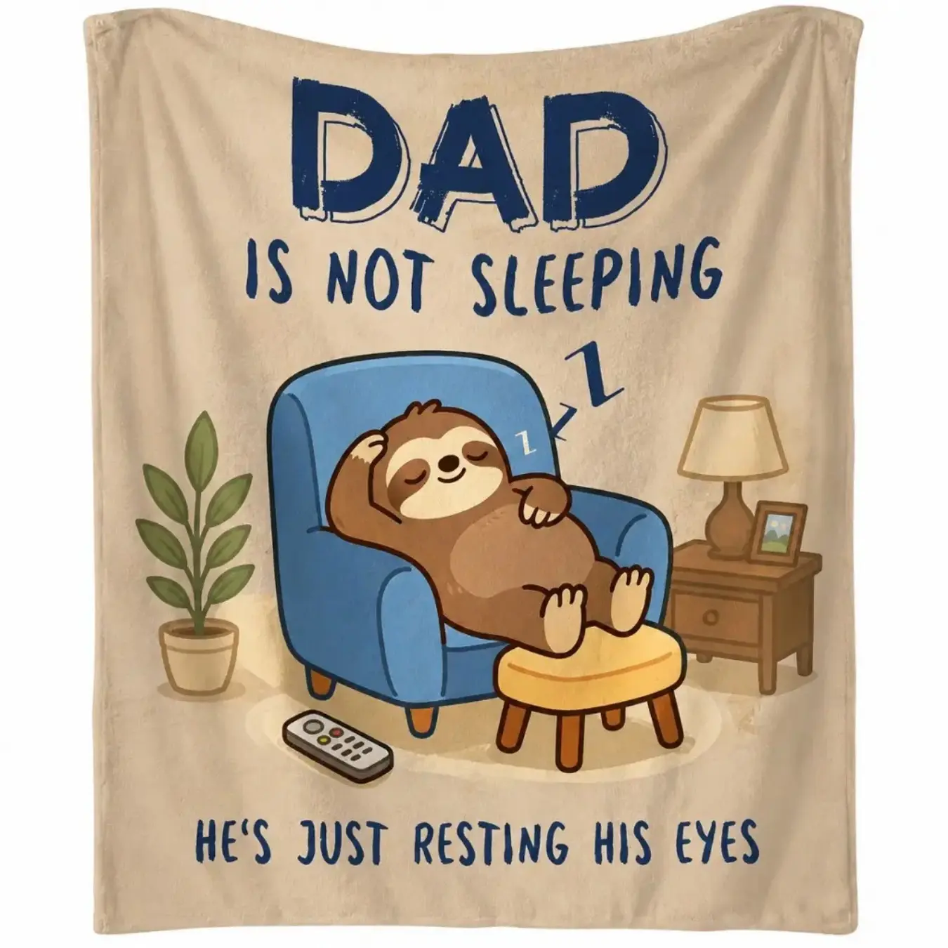 Funny Dad Sloth Flannel Blanket, Father's Day Gift Throw Blanket, "Resting His Eyes" Quote Fleece Blanket, Cozy Sofa Bed Nap Blanket for Dad Husband
