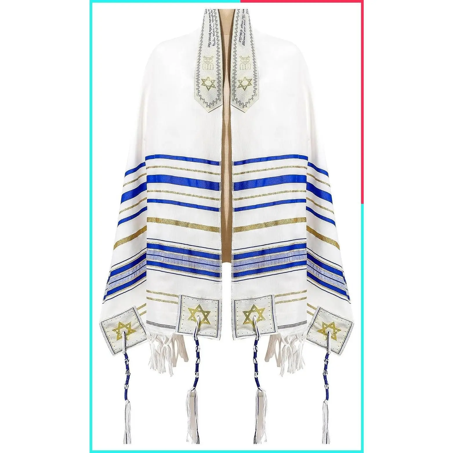 Tallit Prayer Shawl 72" x 22" with Bag for Men & Women