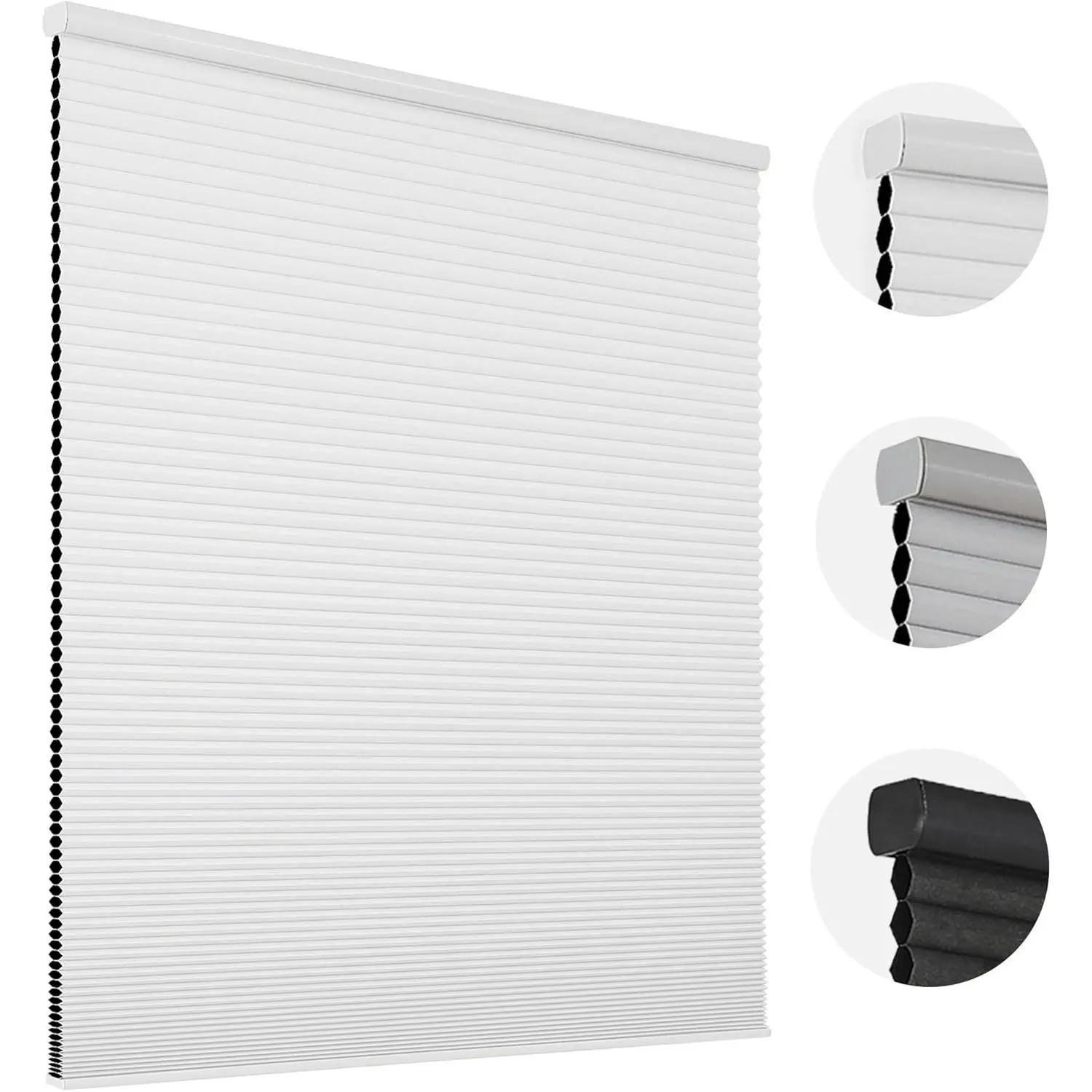 Cordless Blackout Cellular Shades, 35" W x 64" H, White | Blackout Honeycomb Blinds for Windows, Cordless with Free Stop System, Thermal Insulated & UV Protection for Home & Office
