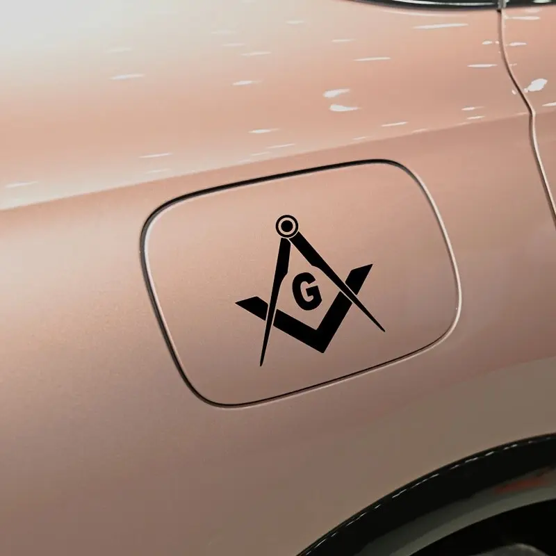 Vinyl Sticker Free Stone Mason, Geometric Compass Design, Durable Multi-Surface External Decoration, Vehicle Sticker, Car Decal, Automotive Decals, Car Window Decal