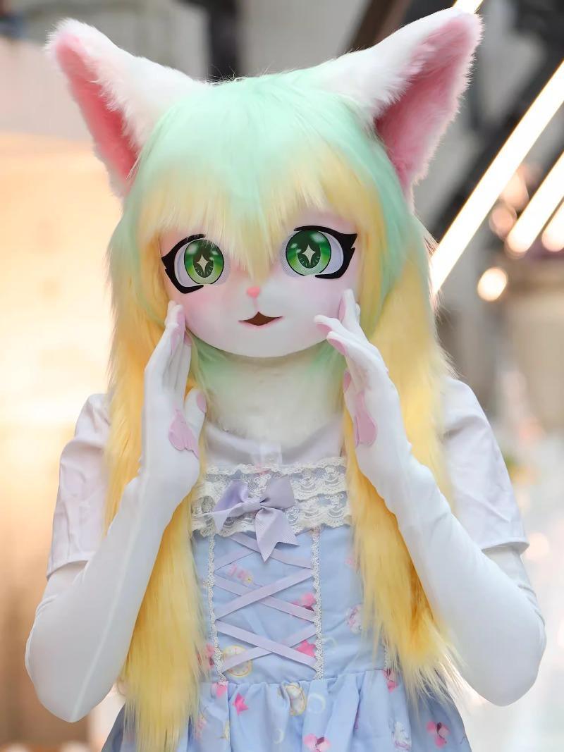 Cute Fursuit Kigurumi Headset Furry Animal Cosplay Costume Paws Kig Comiket Furries Rubbit Doll Cat Comiket Furries Doll Costume