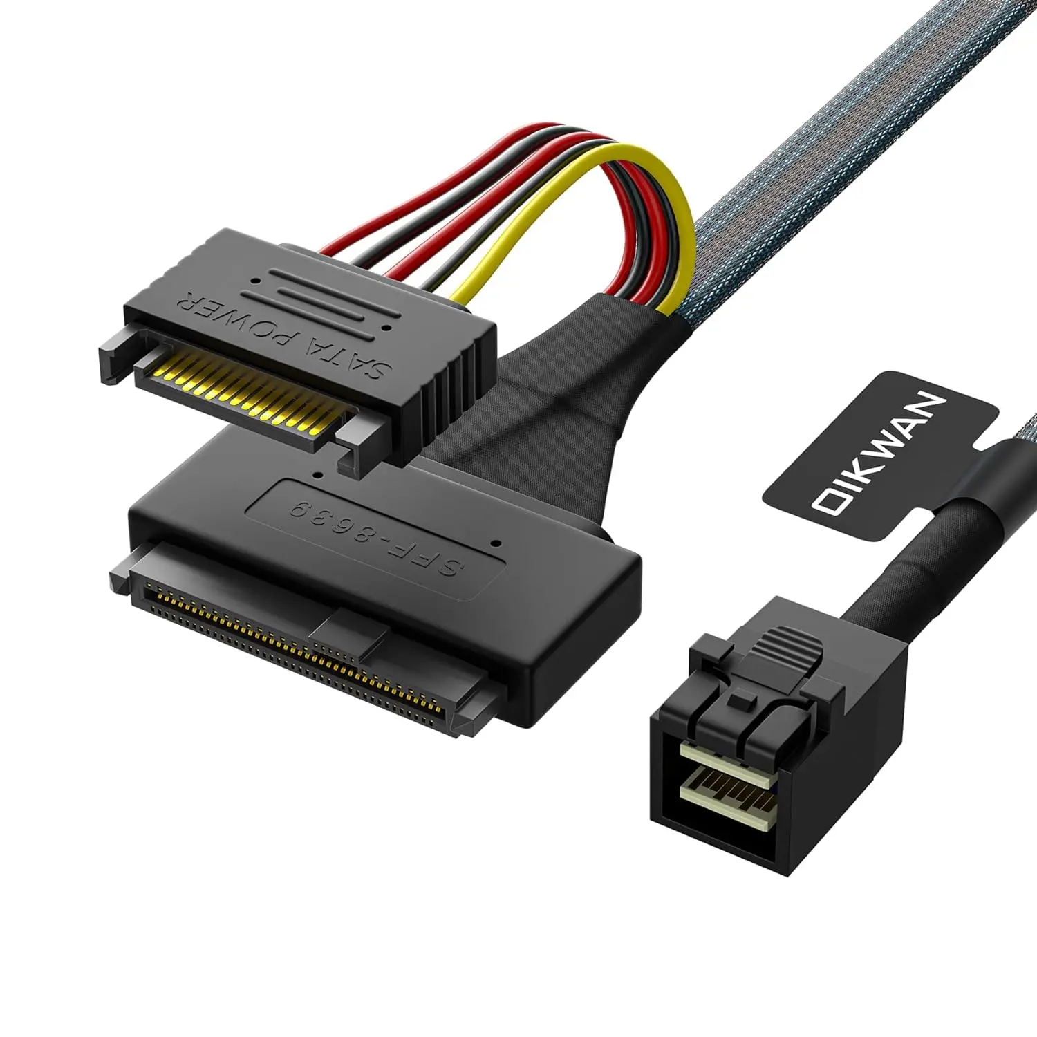 12G Mini SAS HD to U.2 / SFF-8643 to SFF-8639 Cable 0.5m with 15Pin SATA Power for U.2 SSD