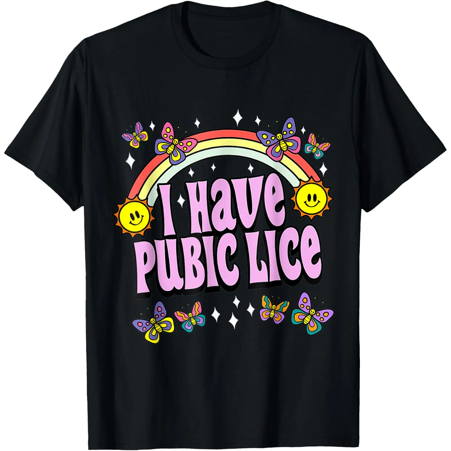 I Have Pubic Lice Funny Retro Offensive Inappropriate Meme Unisex Cotton T-Shirt Vintage Funny Crude Joke Graphic Adult Shirt tees classic summer black casual breathable short-sleeve t-shirt crewneck