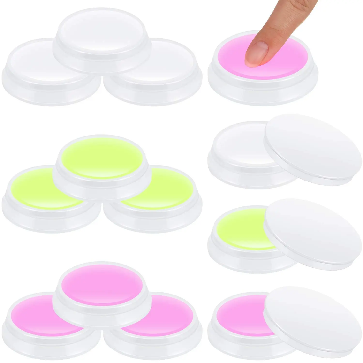 12 Pcs Fingertip Moistener Finger Moisturizer Non-slip Fingertips Tool for Grip Paper Bills Document Counting Collating Sorting Task, Long Lasting, Assorted Colors (10 G,Pink,White,Yellow)