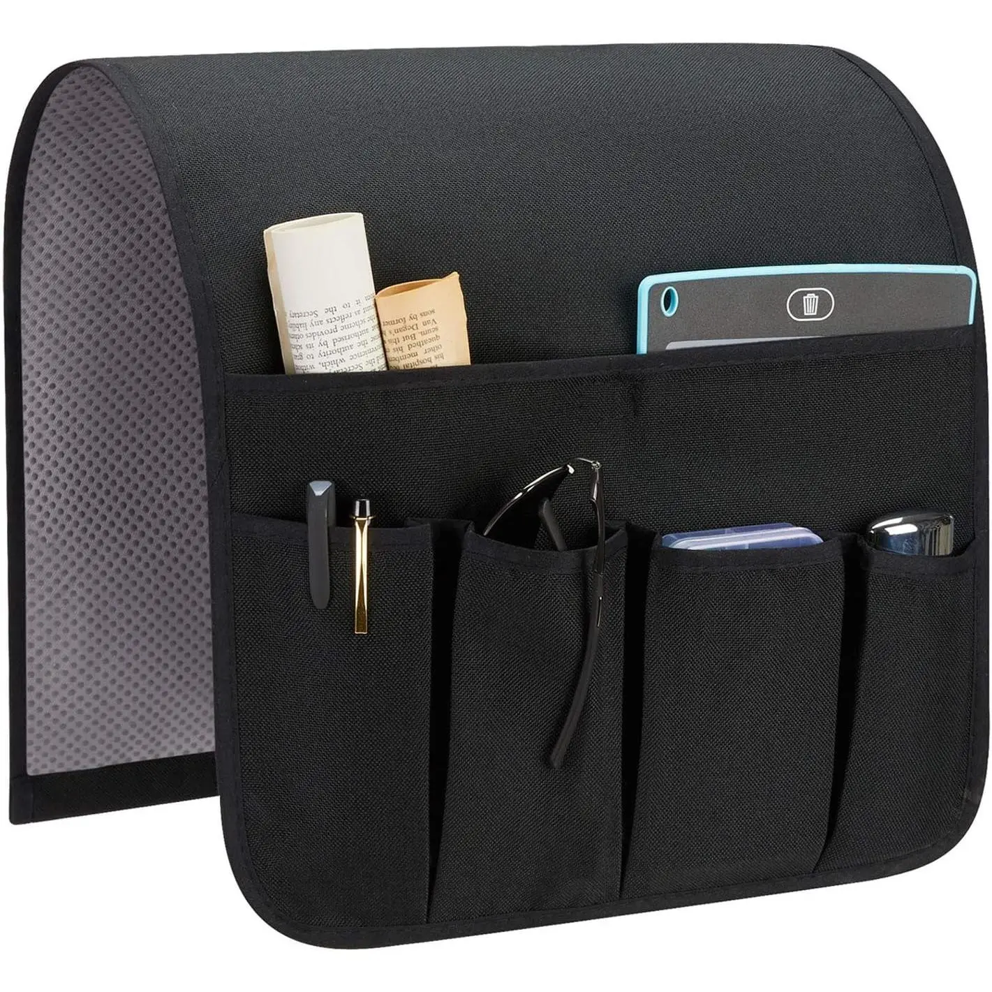 Sofa Armrest Organizer, Remote Control Holder for Recliner Couch, Arm Chair Caddy with 5 Pockets for Magazine, Tablet, Phone, iPad