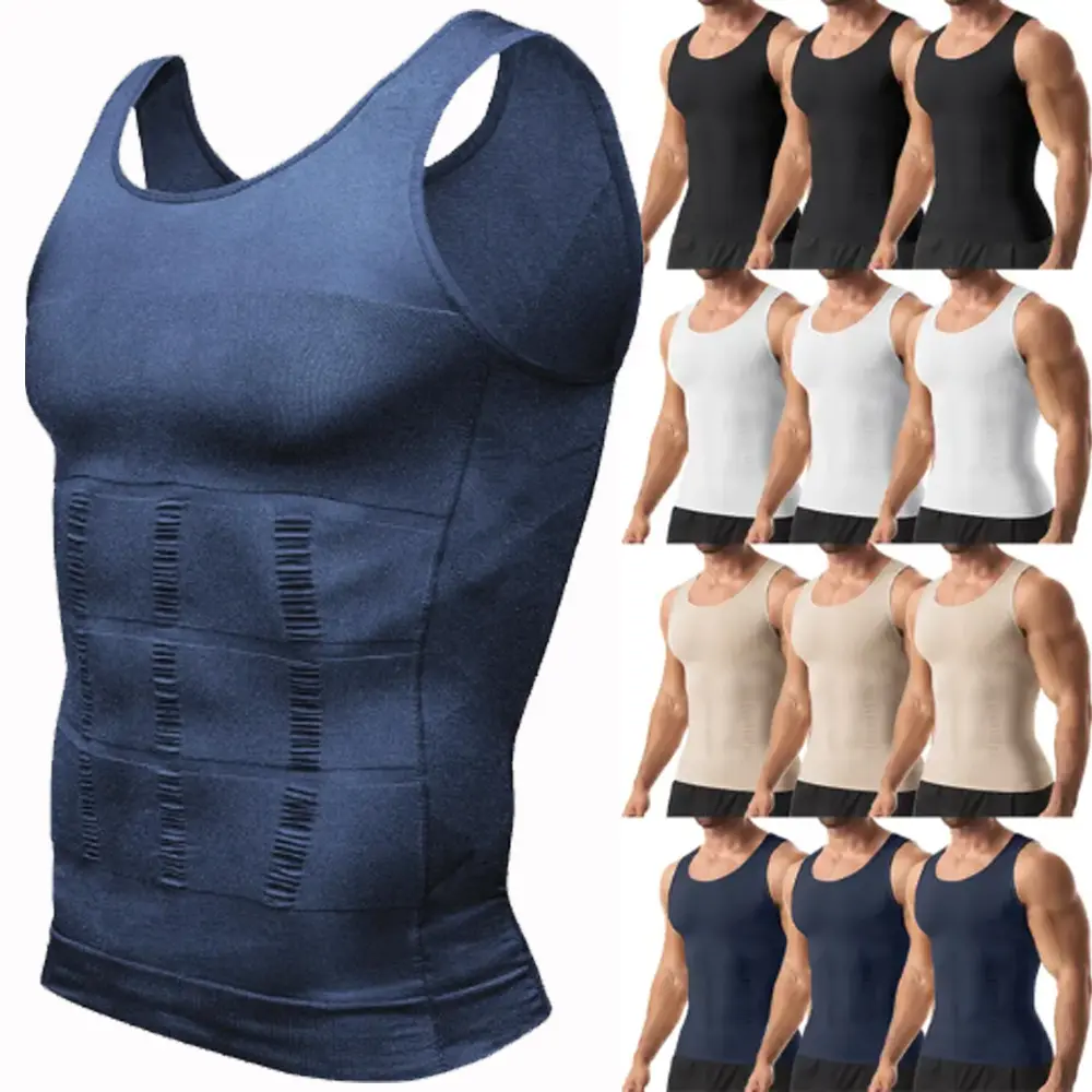 2/3 Pack Mens Compression Shirt, Men Body Shaper Workout Tank Top,Men Waist Trainer Undershirts