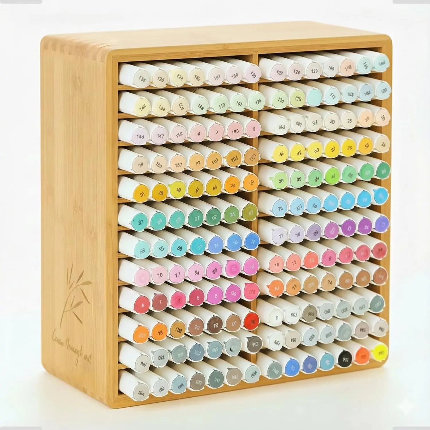 Marker Organizer for 168 Markers, Wooden Desk Storage Organizer Rack,Markers Pens Pencils Art Brushes Storage Holder for  Classroom Office Decor.