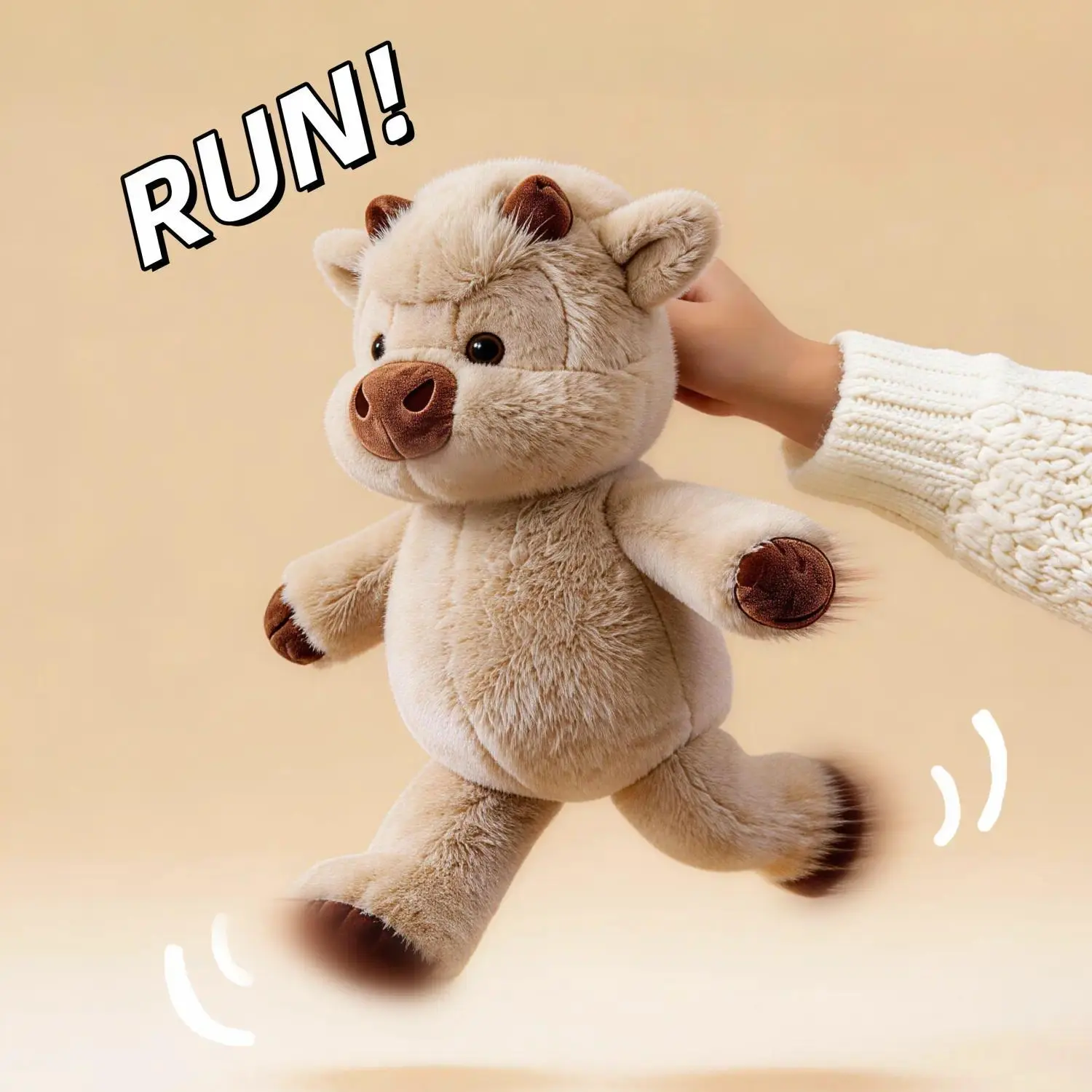 15-Inch Highland Cow Stuffed Animal Plush Toy - Running Series Cattle Doll with Cuddliness, Birthday Gift for Kids & Adults