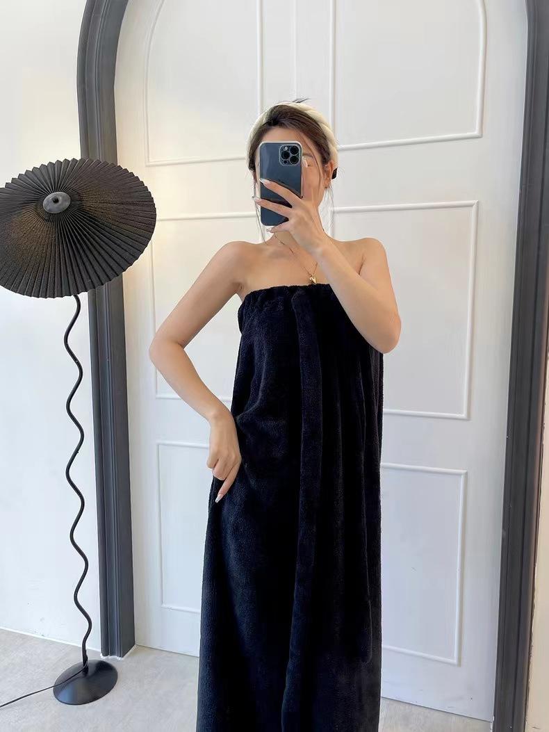 Women's Wearable Bath Towel Dress, Soft Absorbent Strapless Bath Robe, Summer Spa Shower Wrap for Home