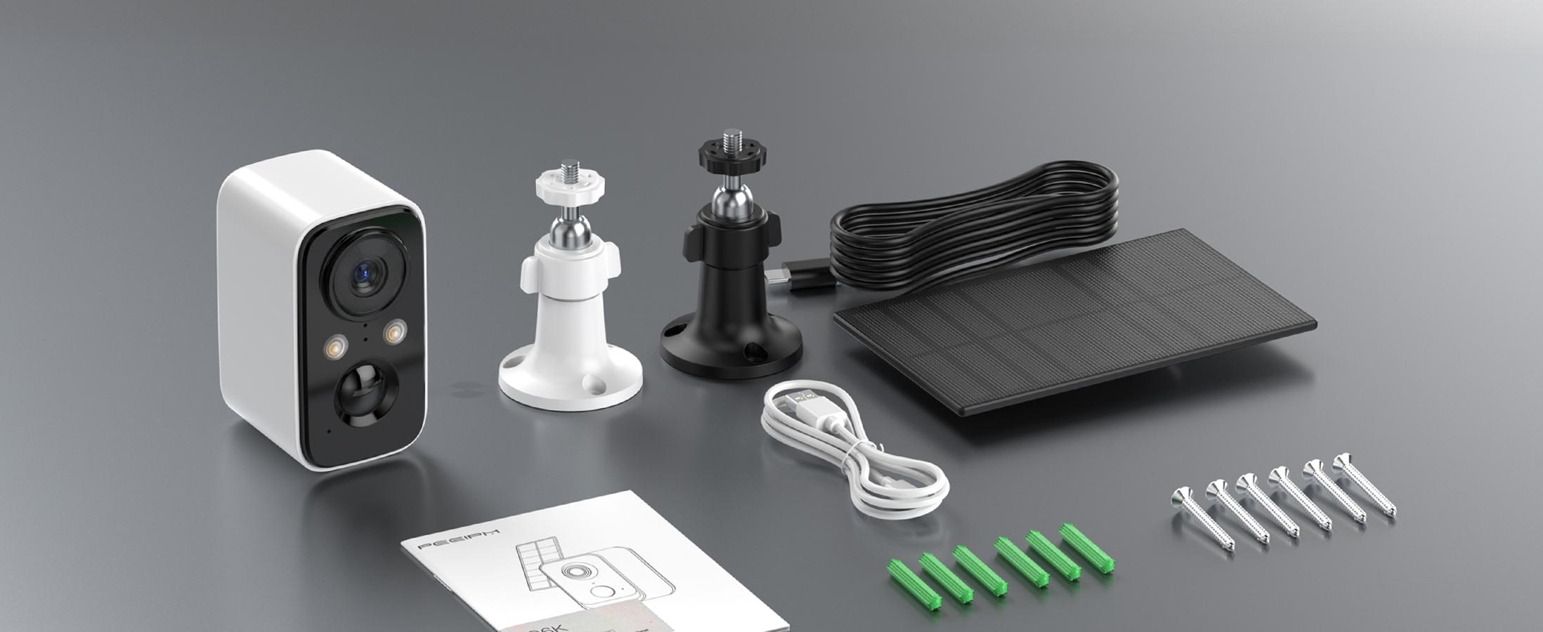 Wireless Solar-Powered Outdoor Security Camera with Battery Backup - WiFi Home Surveillance System with Floodlight, Color Night Vision, Motion Sensor Alarm, and Door Monitoring (Indoor/Outdoor Use)