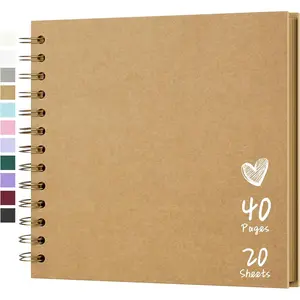 Scrapbook 7x7 Inch DIY Scrapbook Album Hardcover Kraft Paper Scrap Book Photo Albums 40 Pages Perfect for 4x6 / 5x7 Photos Memory Book for Family, Wedding