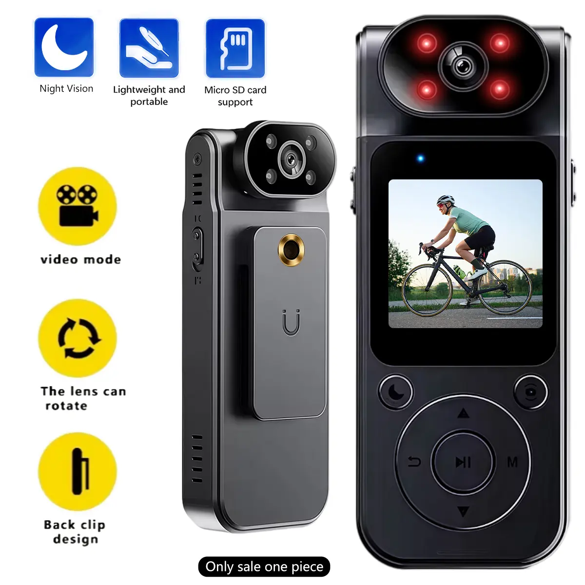 Pocket Vlogging Camera, Mini Camcorder with Horizontal 180°, Fast Auto Focusing, Face Auto-Detect, Magnetic Clip Frees Your Hands for Cycling, Hiking, Ski and Outdoor Party Shooting