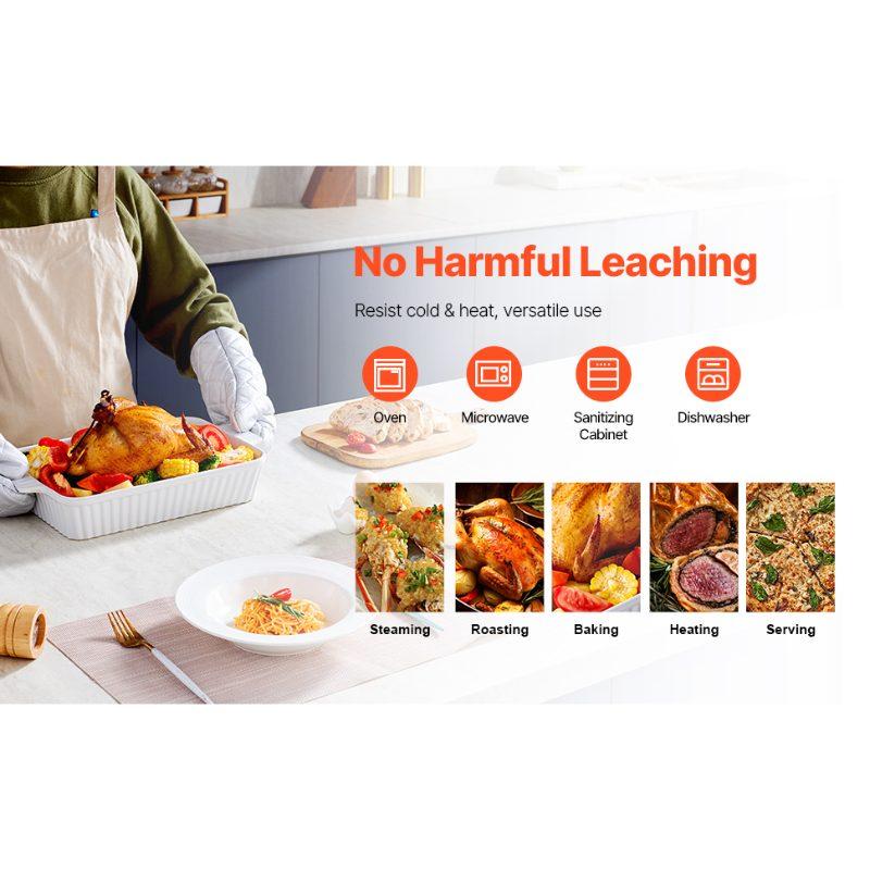 VEVOR Ceramic Baking Dish, Large 9x 13 Pan, Rectangular Bakeware with Double Handles, Oven Secure, Lasagna Pan, Casserole Dish Deep for Baking and Serving, Thanksgiving Christmas Present, White VEVOR Ceramic Baking Dish, Large 9x 13 Pan, Rectangular Bakeware with Double Handles, Oven Secure, Lasagna Pan, Casserole Dish Deep for Baking and Serving, Thanksgiving Christmas Present, White