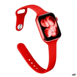 Slim Reverse Buckle Curved Silicone Watch Band For Women, Narrow Soft Replacement Strap Sizes 38–49Mm Compatible Apple Watch, Band Only