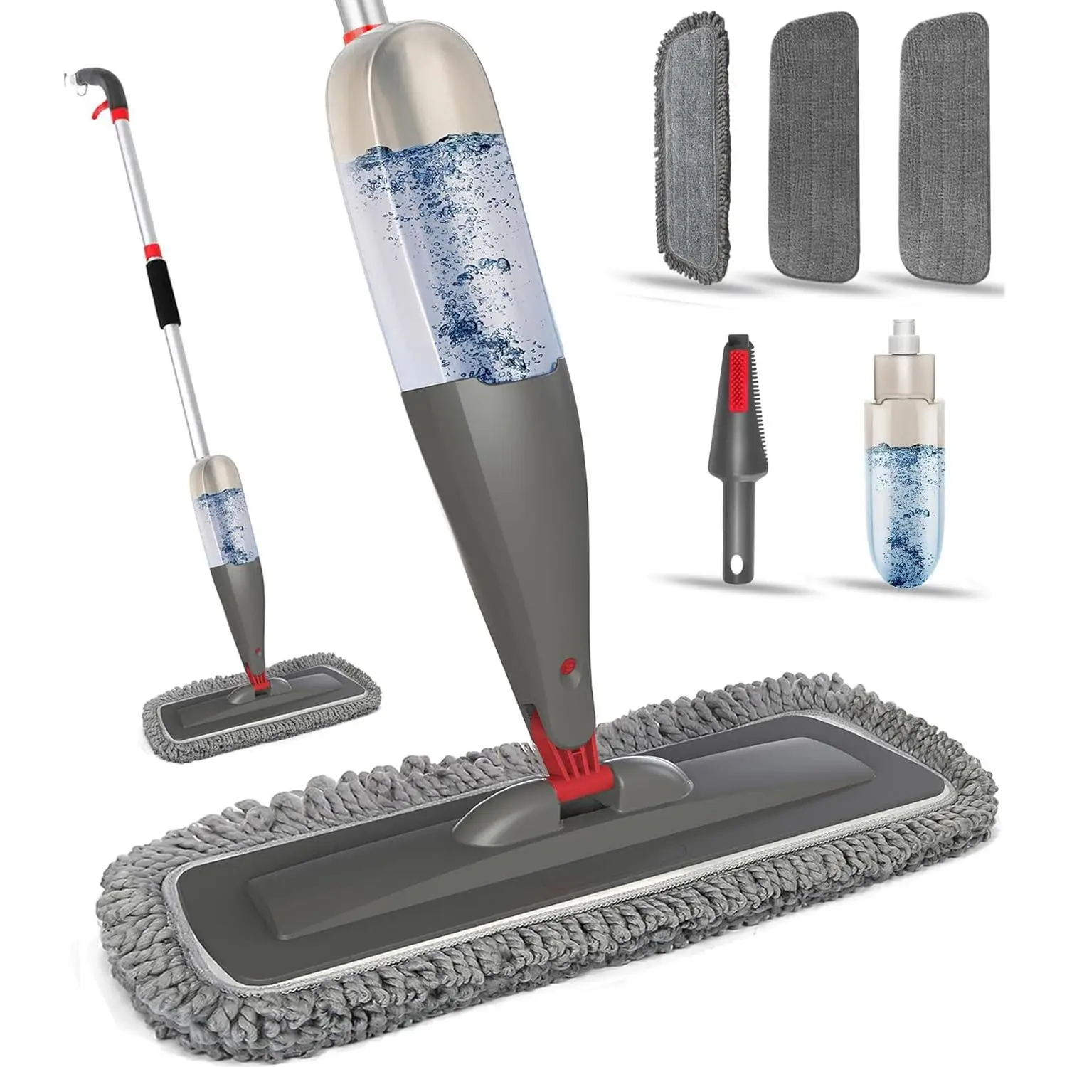 Spray mop with washable pad for floor cleaning; microfiber wet mop with 800ml refillable bottle; reusable dust mop with sprayer for cleaning hardwood, composite, and vinyl floors