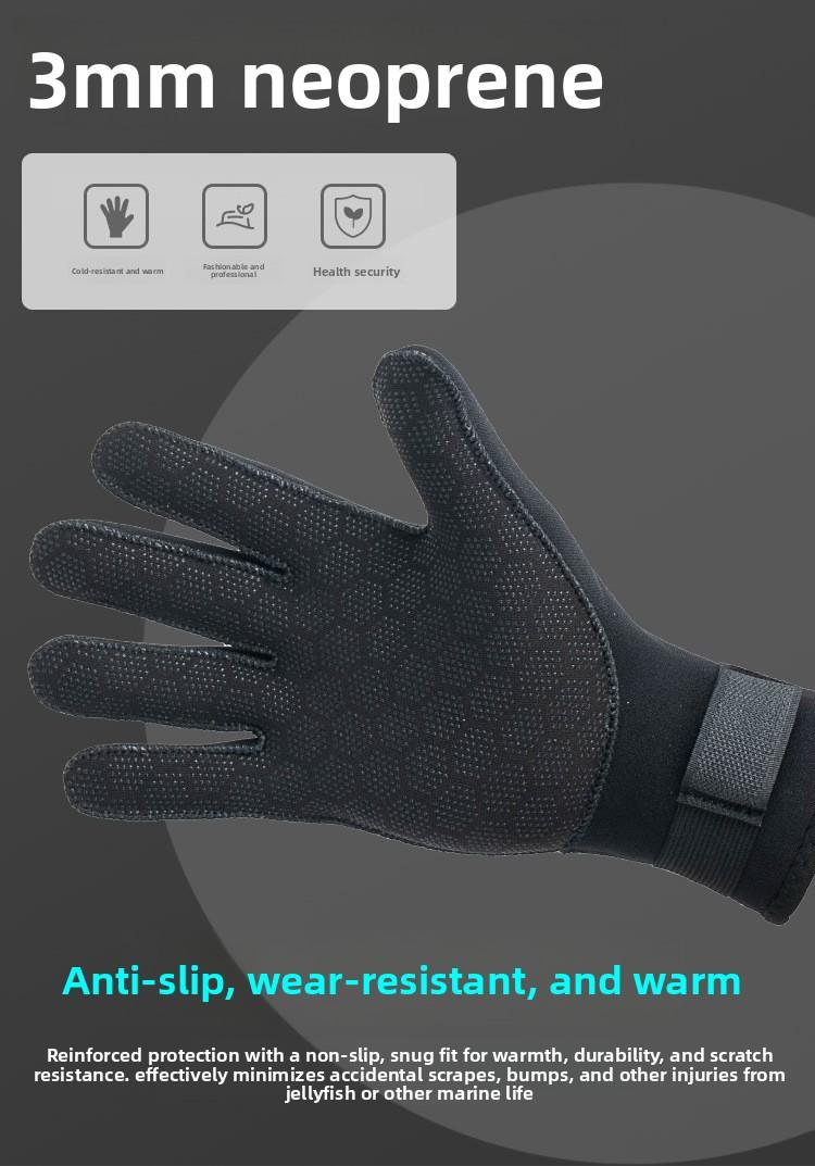 3Mm black diving gloves Epoxy non-slip and anti-wear fishing cycling gloves catch fish