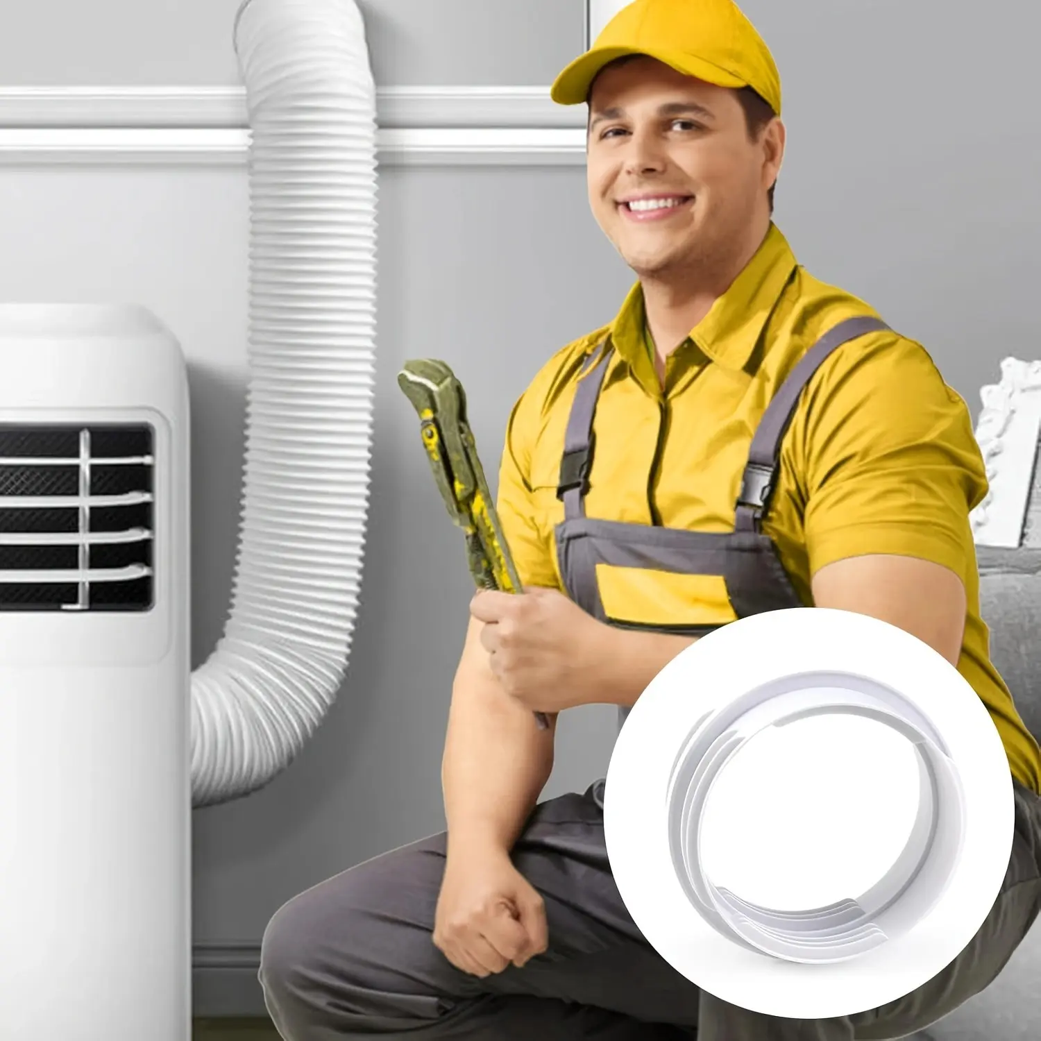 Universal Exhaust Hose Connector, Portable Air Conditioner Hose Connector, Exhaust Hose Interface Extension Connector, Easy Installation