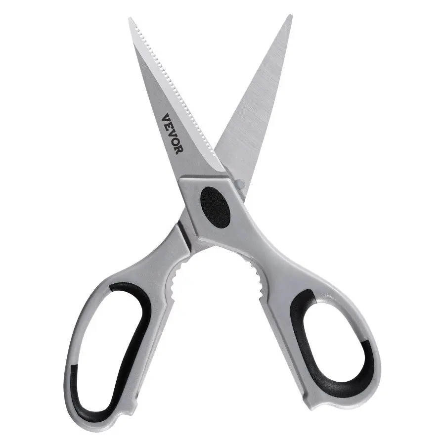 VEVOR Kitchen Scissors, 2 Pack Durable Stainless Steel Kitchen Shears with Sheaths, Heavy Duty Cooking Shears with Soft Grip Comfort Handle, Kitchen Utensil for Cutting Meat, Fish, Poultry, Cyan+Grey