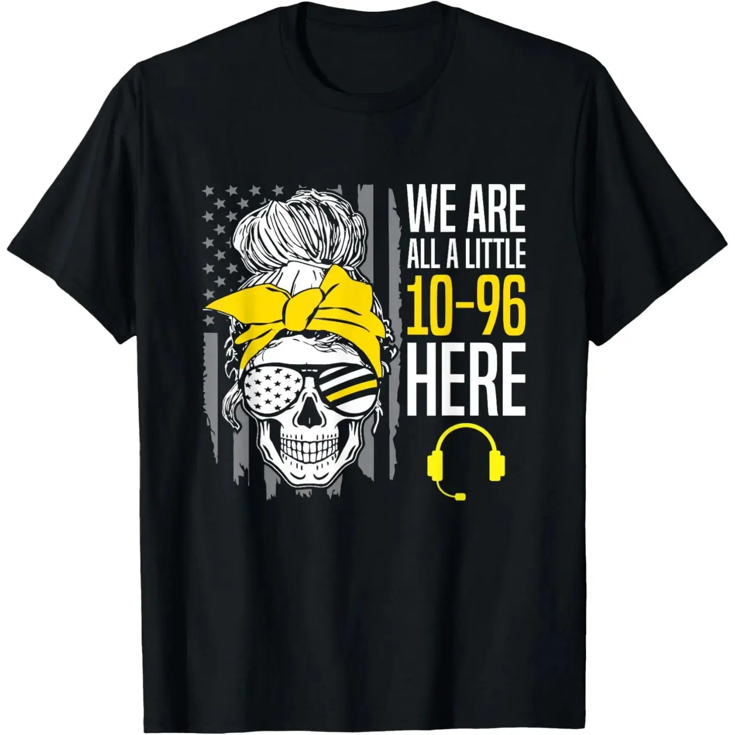 911 Dispatcher T-Shirt with Funny 10-96 Retro Graphic Prints | Unisex Cotton Casual Shortsleeve Tops, Comfortable Round Neck Apparel, Fabric, Crew Neck, Size Up For Relaxed Fit