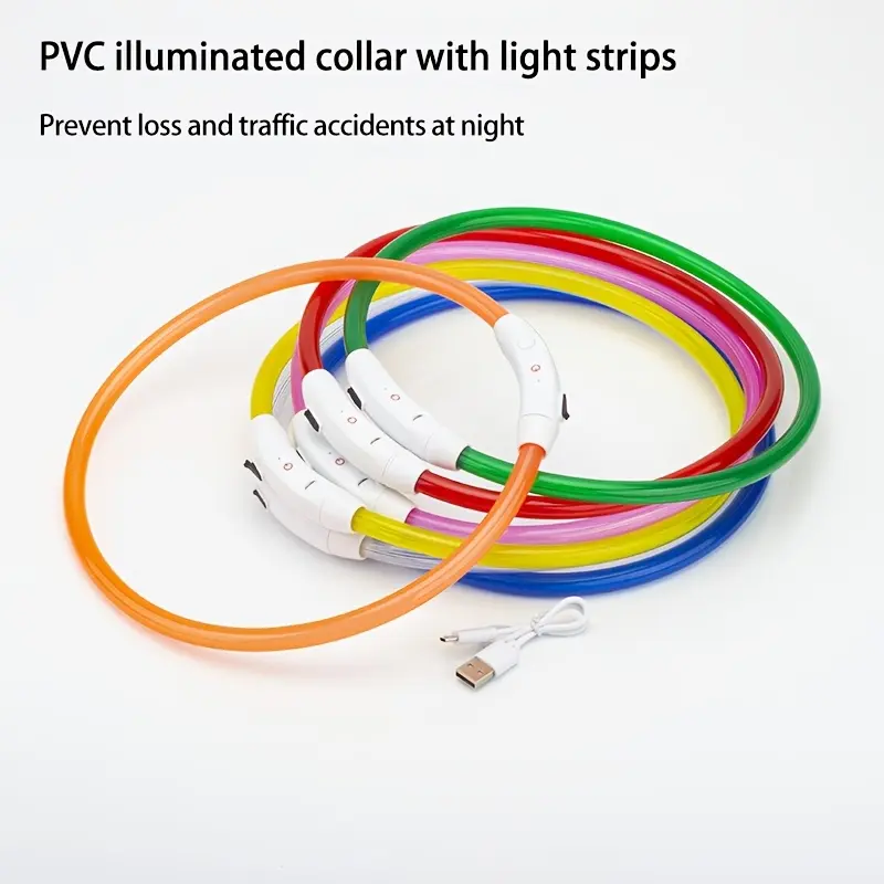 PVC Light Up Dog Collar, Glowing Pet Collar, Protect Your Pets for Night Walking led design lightweight