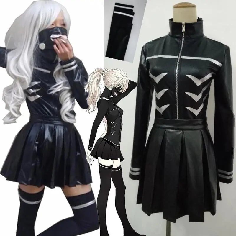 Tokyo Ghoul Cosplay Kaneki Ken Girl Uniforms Female Ken Kaneki Cosplay Costume Jacket + Skirt + Stockings Halloween dress suit