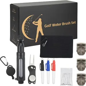 Golf Accessories Kit - Golf Club Cleaner with Golf Brush with Water, Golf Towel, Divot Repair Tool, Golf Tee Holder, Marking Pen & Golf Ball Marker, Golf Gifts for Men and Women